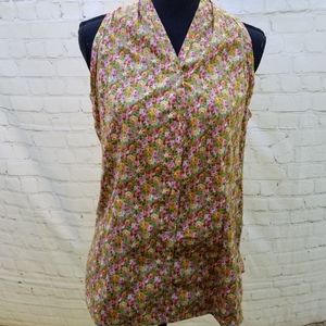 Talbots 10 p ditsy floral tie waist sleeveless top